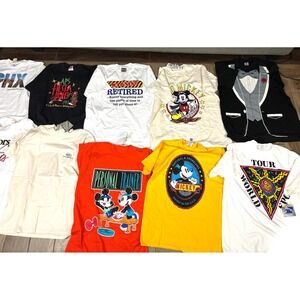 Vintage 90s Graphic T Shirt Lot of 10 Mickey Mouse Disney NWT Made USA Fiesta
